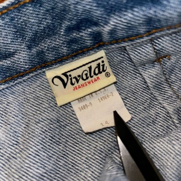 VTG Vivaldi Jeanswear Denim Pleated Pencil Blue Jean Skirt Womens 14 Made in USA - Picture 3 of 7